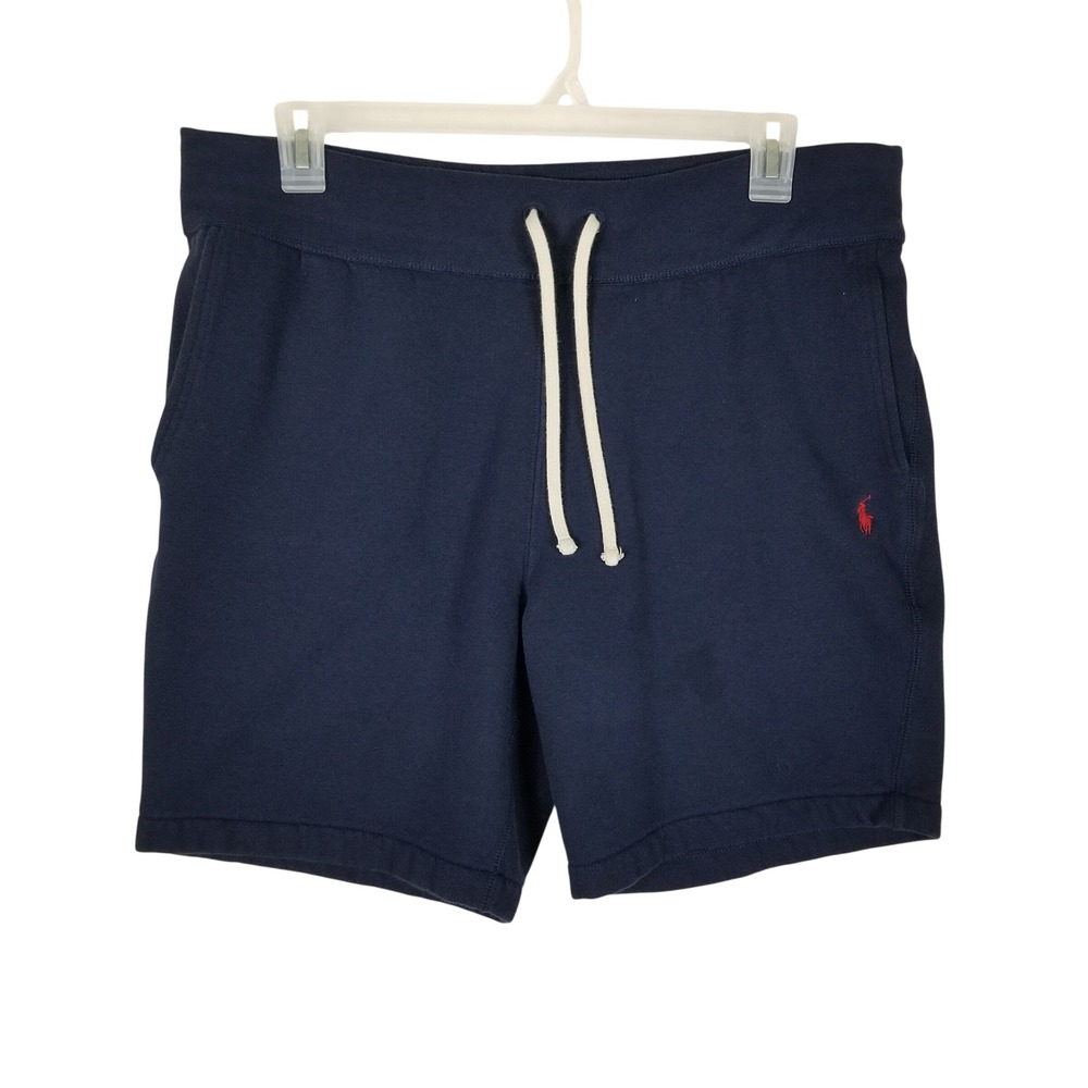 Polo Ralph Lauren Sweat Shorts Men XL Navy Blue Fleece Drawstring Pony Logo